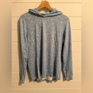 Peter Millar UPF 50+ Sun Protection Light Blue Patterned Hoodie Size Medium